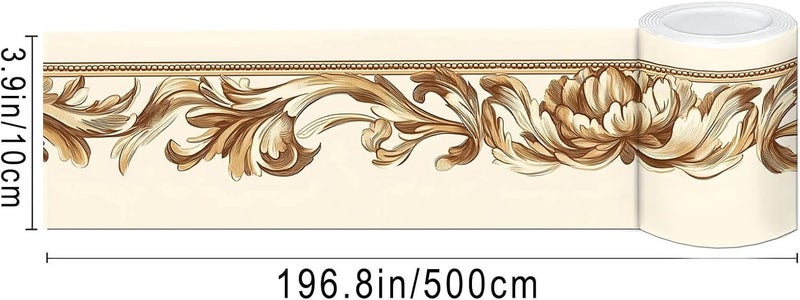 IVN Wallpaper Border Peel and Stick PVC Floral Design 4x196 Inch for Living Room Bedroom Hallway Accent Wall Decor - Image 3
